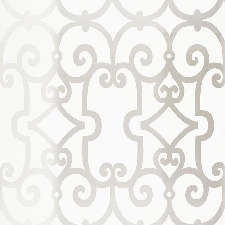 Manor Gate Silver 5005054 by Schumacher Designer Wallpaper Modern Nature 13.5" - Swanky Fabrics -