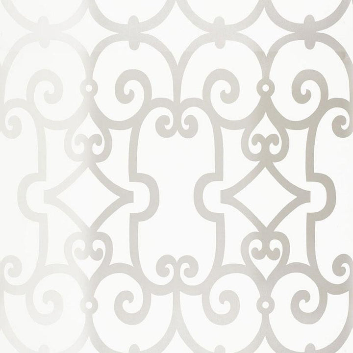 Manor Gate Silver 5005054 by Schumacher Wallpaper Modern Nature 13.5" - Fabric Carolina -