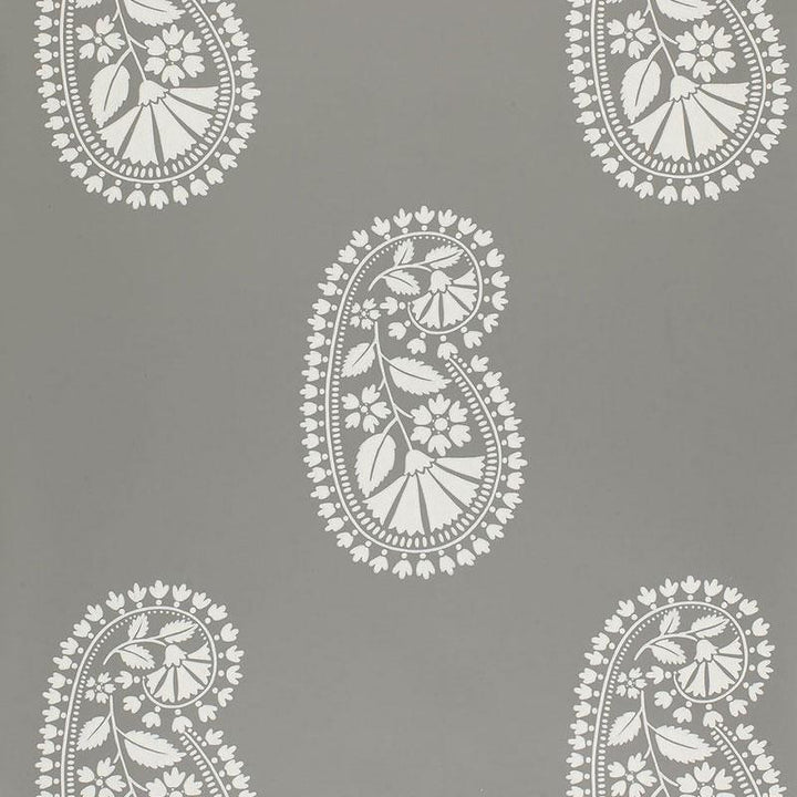 Indore Paisley Charcoal 5005062 by Schumacher Wallpaper Modern Nature 9.0" - Fabric Carolina -