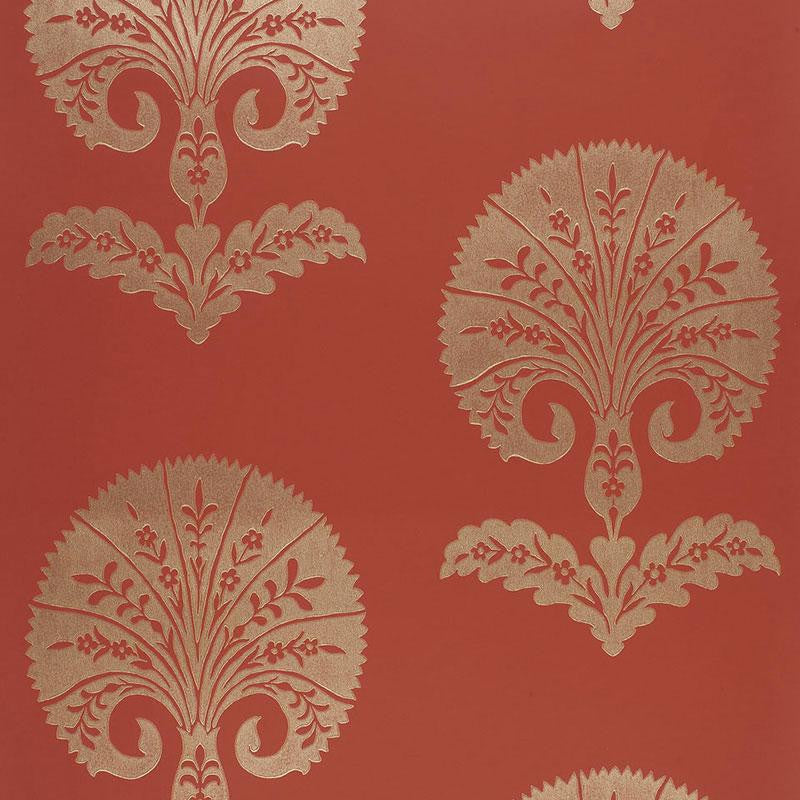 Ottoman Flower Paprika 5005083 by Schumacher Wallpaper Modern Nature 27.0" - Fabric Carolina -
