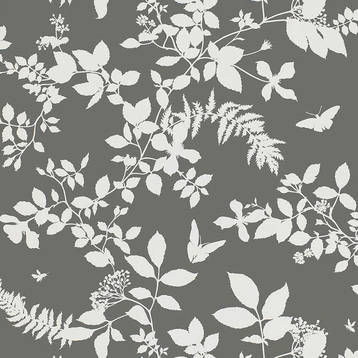 Shadow Vine Charcoal 5005103 by Schumacher Wallpaper Modern Nature 27.0" - Fabric Carolina -