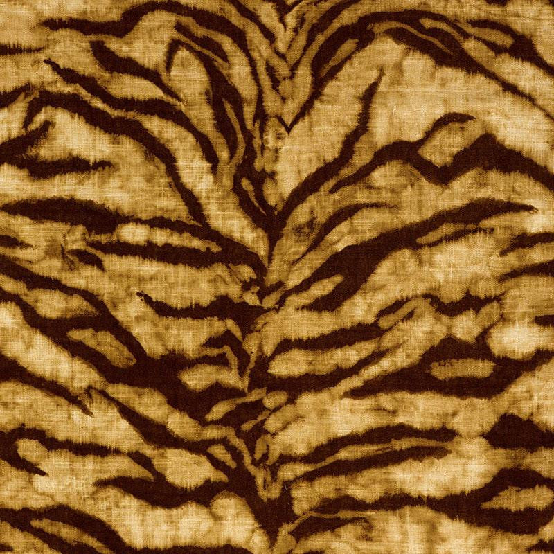 Tigre Linen Print Golden Brown 174160 by Schumacher Fabric Animal Prints & Wovens 55.12" - Fabric Carolina -