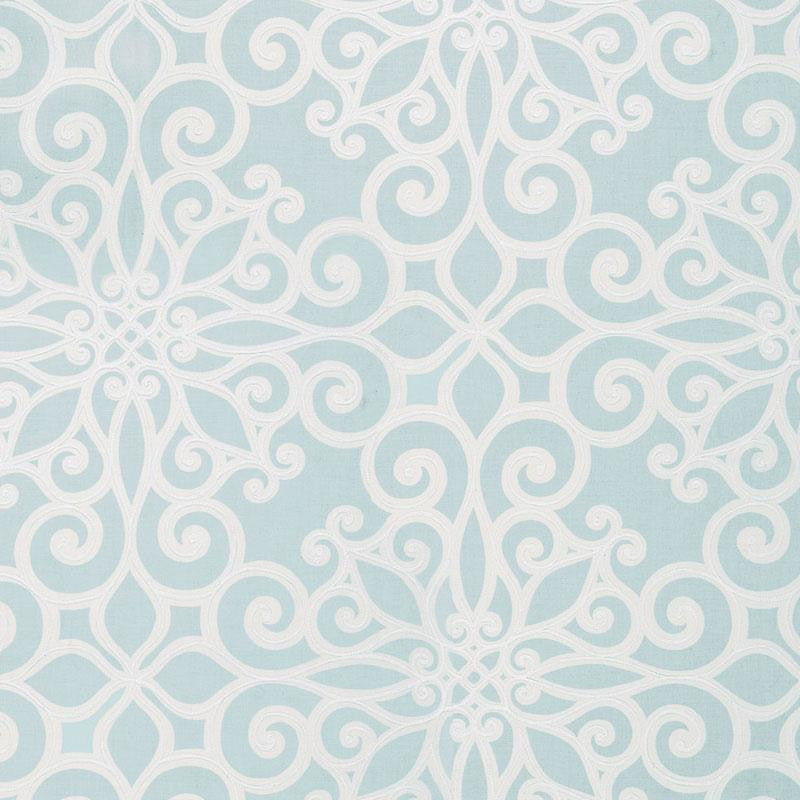 Rosegate Embroidered Print Aquamarine 174560 by Schumacher Designer Fabric Au Naturel 27.0" - Swanky Fabrics -