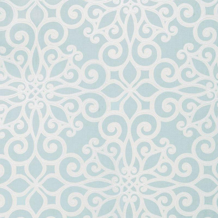 Rosegate Embroidered Print Aquamarine 174560 by Schumacher Designer Fabric Au Naturel 27.0" - Swanky Fabrics -