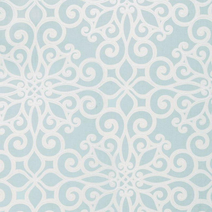 Rosegate Embroidered Print Aquamarine 174560 by Schumacher Fabric Au Naturel 27.0" - Fabric Carolina -