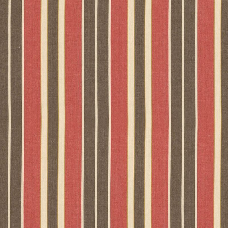 Beacon Cotton Stripe Red/Java/Beige 62994 by Schumacher Fabric Country House Cottons 6.75" - Fabric Carolina -