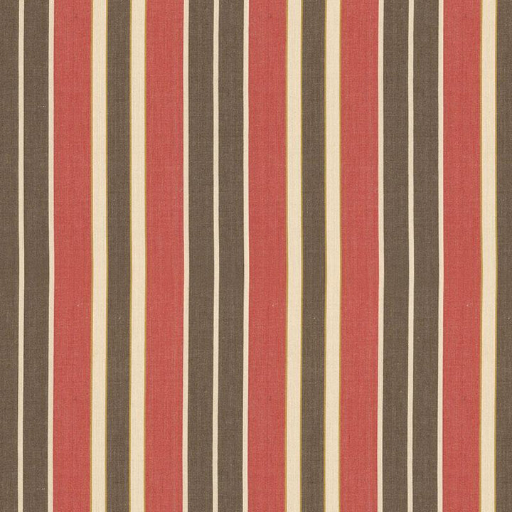 Beacon Cotton Stripe Red/Java/Beige 62994 by Schumacher Fabric Country House Cottons 6.75" - Fabric Carolina -