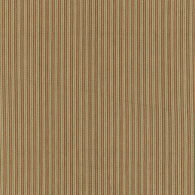 Baker Cotton Stripe Flax/Mocha/Red 63004 by Schumacher Designer Fabric Essentials: Classic Stripes - Swanky Fabrics -