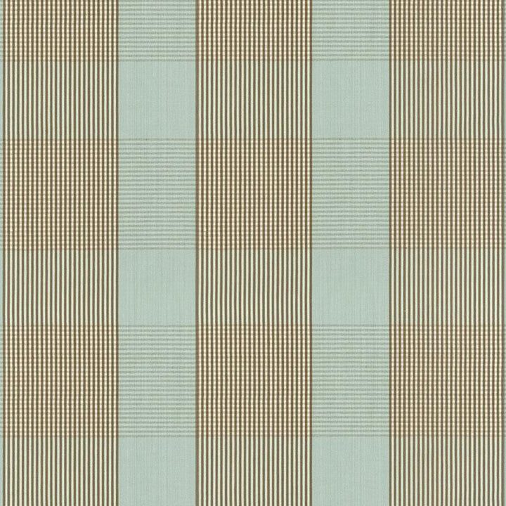 Avon Gingham Plaid Mocha/Aqua 63023 by Schumacher Fabric Calypso 6.75" - Fabric Carolina -