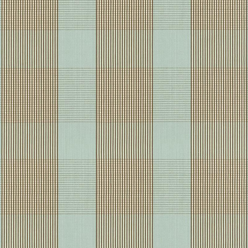 Avon Gingham Plaid Mocha/Aqua 63023 by Schumacher Designer Fabric Calypso 6.75" - Swanky Fabrics -