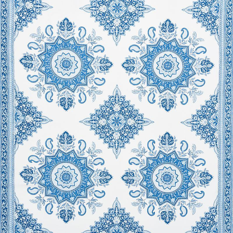 Montecito Medallion Indigo 176481 by Schumacher Fabric Mark D. Sikes 54.0" - Fabric Carolina -