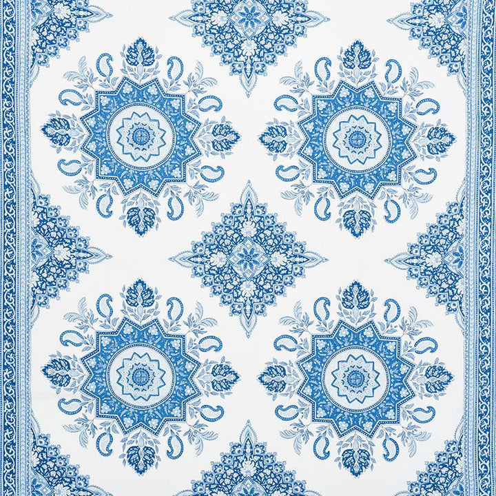Montecito Medallion Indigo 176481 by Schumacher Fabric Mark D. Sikes 54.0" - Fabric Carolina -