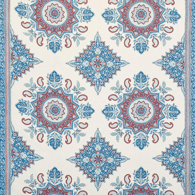 Montecito Medallion Red 176482 by Schumacher Fabric Mark D. Sikes 54.0" - Fabric Carolina -