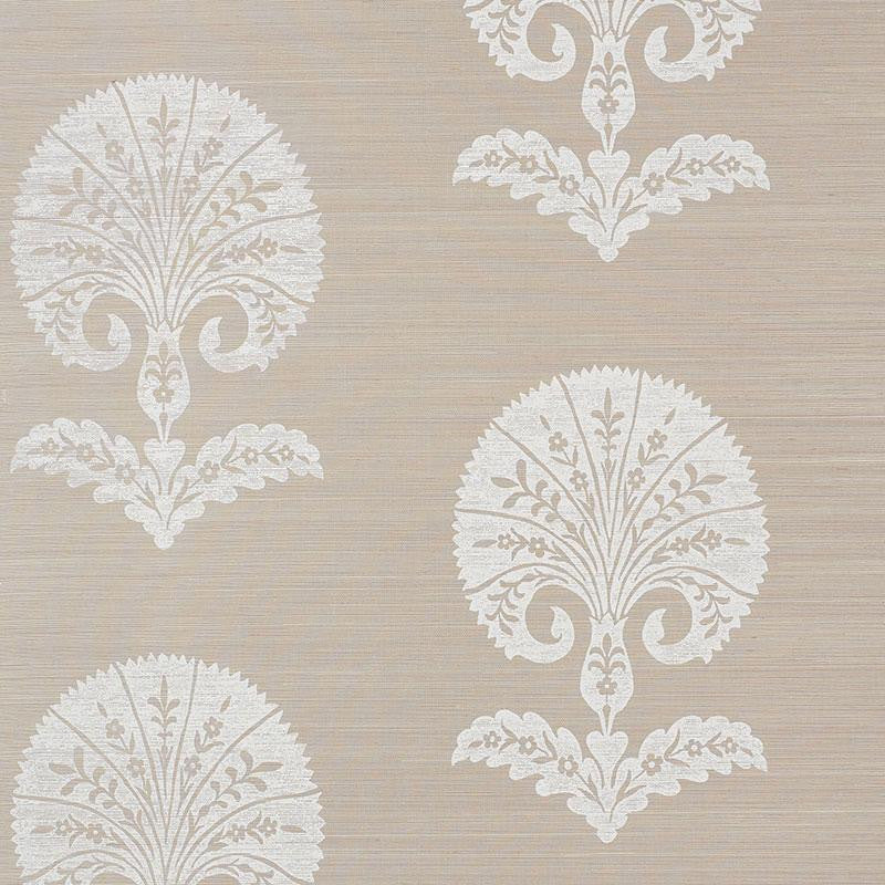 Ottoman Flower Sisal Fog 5008210 by Schumacher Wallpaper Shangri-La 33.5" - Fabric Carolina -