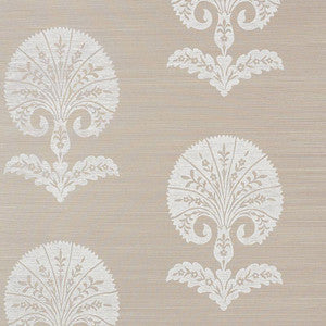 Ottoman Flower Sisal Fog 5008210 by Schumacher Wallpaper