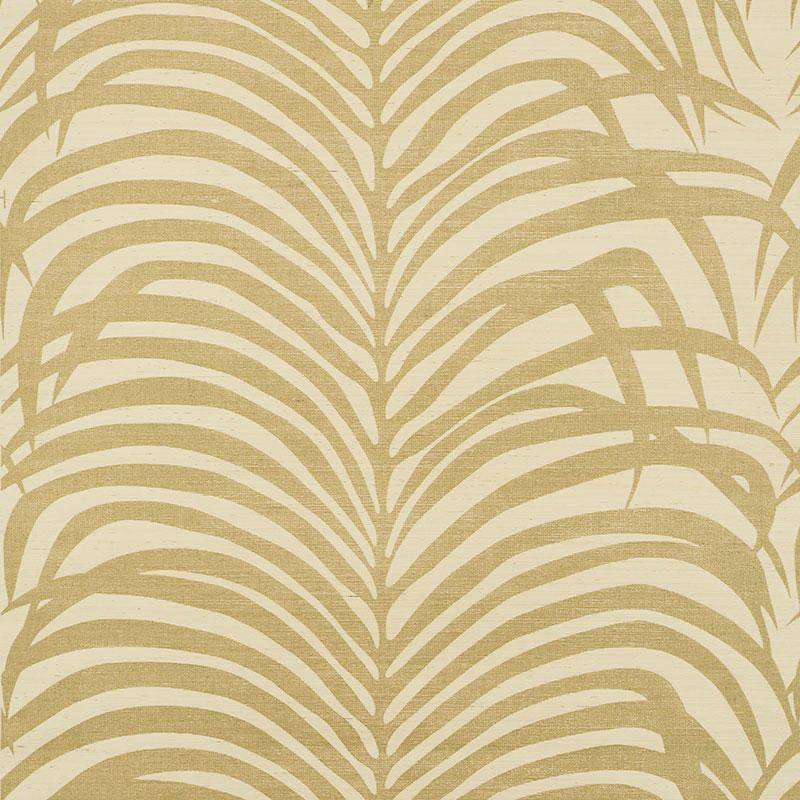 Zebra Palm Sisal Gold On Ivory 5008220 by Schumacher Wallpaper Shangri-La 33.5" - Fabric Carolina -