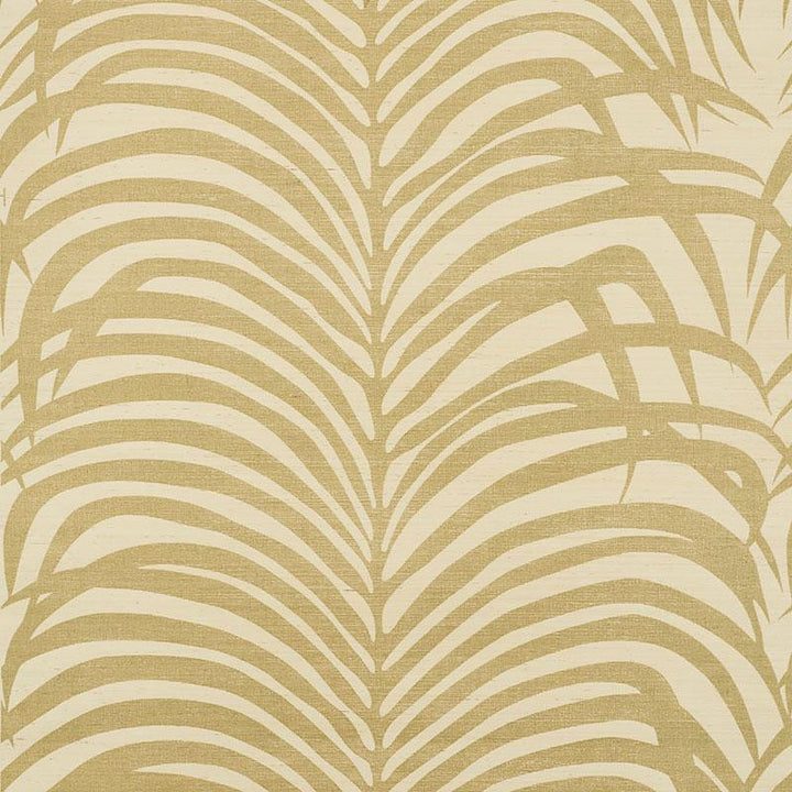 Zebra Palm Sisal Gold On Ivory 5008220 by Schumacher Wallpaper Shangri-La 33.5" - Fabric Carolina -