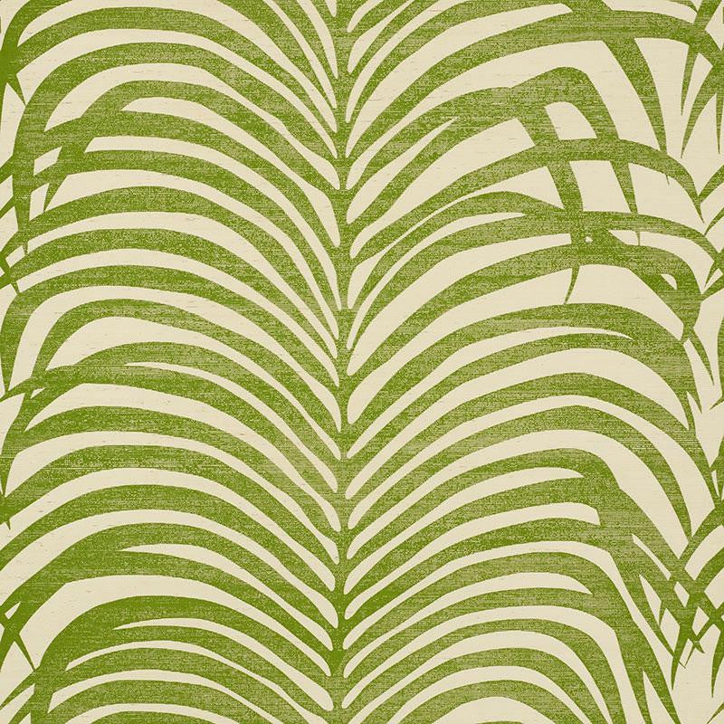 Zebra Palm Sisal Green 5008221 by Schumacher Wallpaper Shangri-La 33.5" - Fabric Carolina -