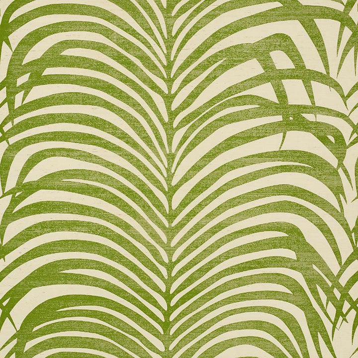 Zebra Palm Sisal Green 5008221 by Schumacher Wallpaper Shangri-La 33.5" - Fabric Carolina -