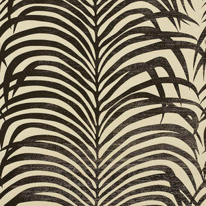 Zebra Palm Sisal Black On Ivory 5008222 by Schumacher Wallpaper