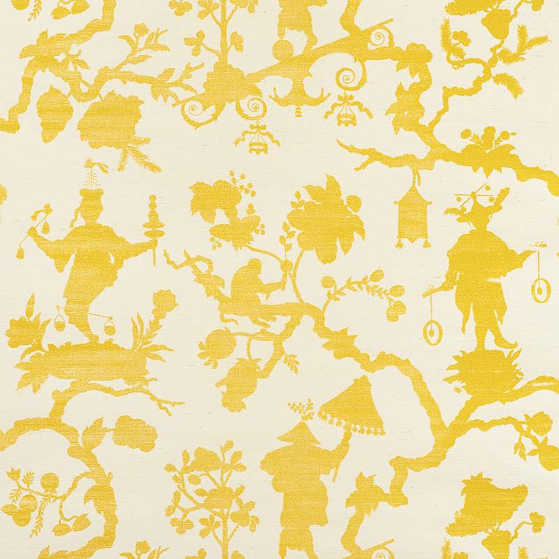 Shantung Silhouette Sisal Yellow 5008250 by Schumacher Wallpaper Shangri-La 33.25" - Fabric Carolina -