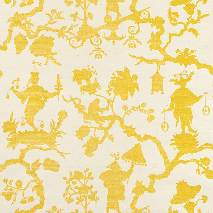 Shantung Silhouette Sisal Yellow 5008250 by Schumacher Wallpaper Shangri-La 33.25" - Fabric Carolina -