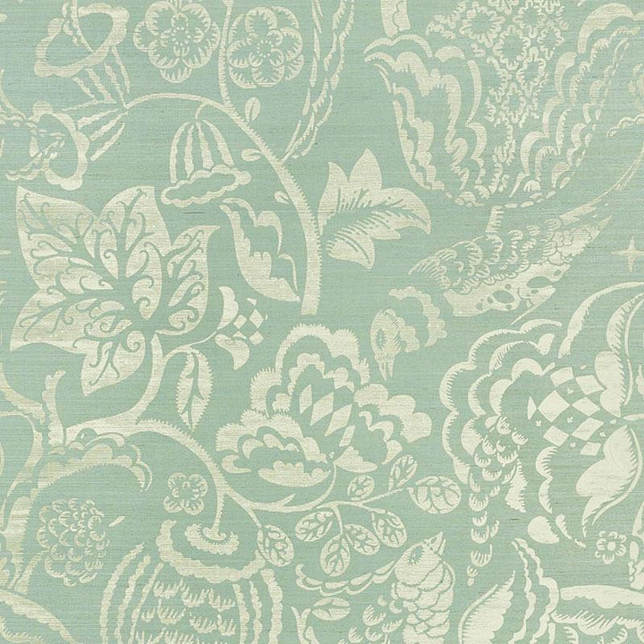 Uccello Sisal Sky 5008262 by Schumacher Wallpaper Shangri-La 34.0" - Fabric Carolina -