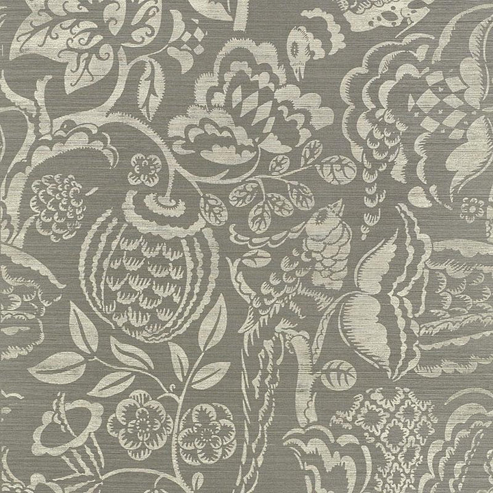 Uccello Sisal Grey 5008263 by Schumacher Wallpaper Shangri-La 34.0" - Fabric Carolina -