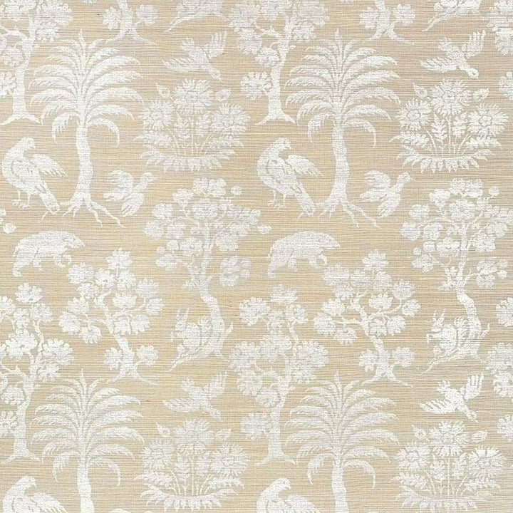 Woodland Silhouette Sisal Fog 5008281 by Schumacher Wallpaper Shangri-La 16.75" - Fabric Carolina -