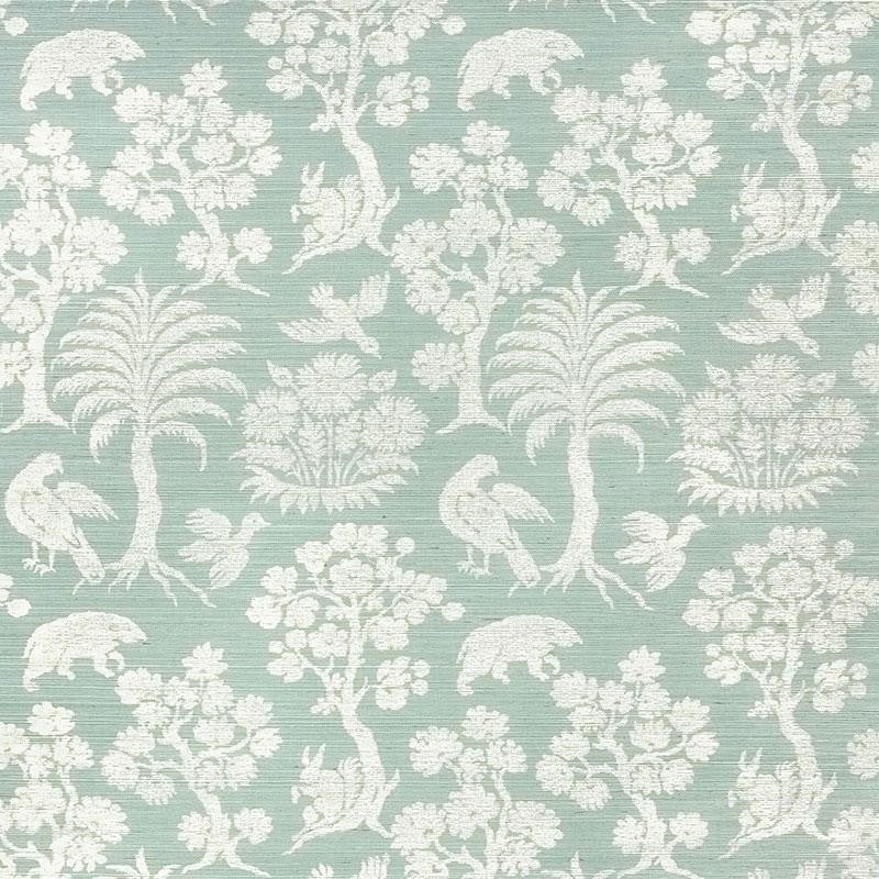 Woodland Silhouette Sisal Sky 5008284 by Schumacher Wallpaper Shangri-La 16.75" - Fabric Carolina -