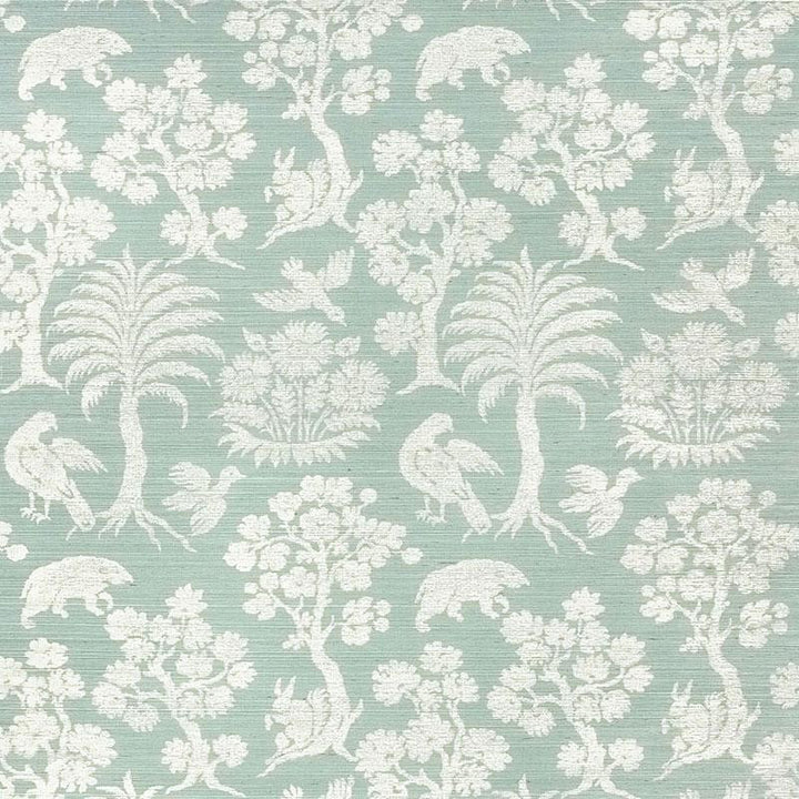 Woodland Silhouette Sisal Sky 5008284 by Schumacher Wallpaper Shangri-La 16.75" - Fabric Carolina -