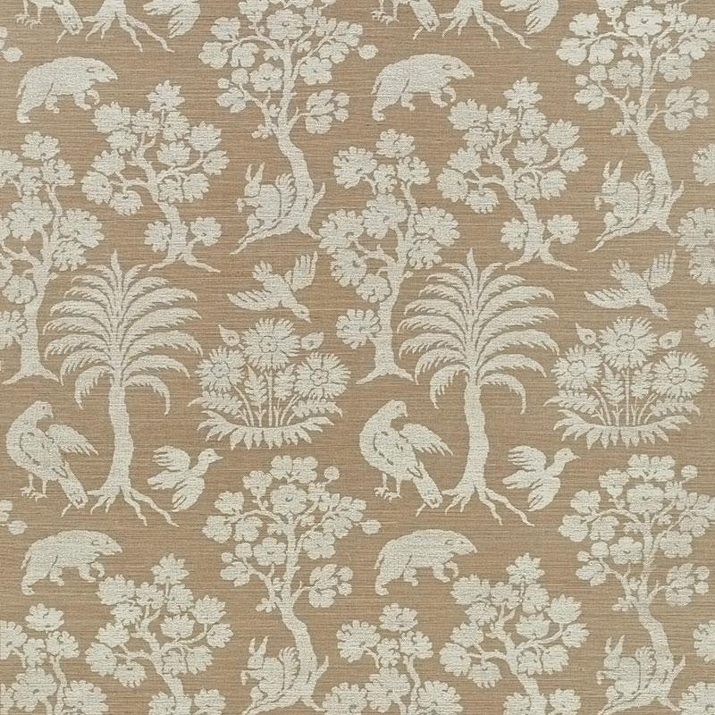 Woodland Silhouette Sisal Mocha 5008283 by Schumacher Wallpaper Shangri-La 16.75" - Fabric Carolina -