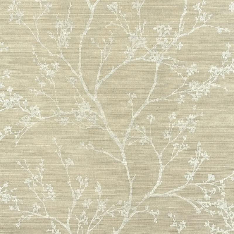 Twiggy Sisal Fog 5008291 by Schumacher Wallpaper Shangri-La 32.5" - Fabric Carolina -