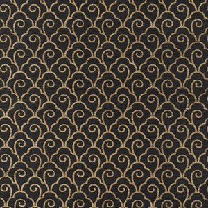 Scallop Filigree Sisal Gold On Jet 5008301 by Schumacher Wallpaper