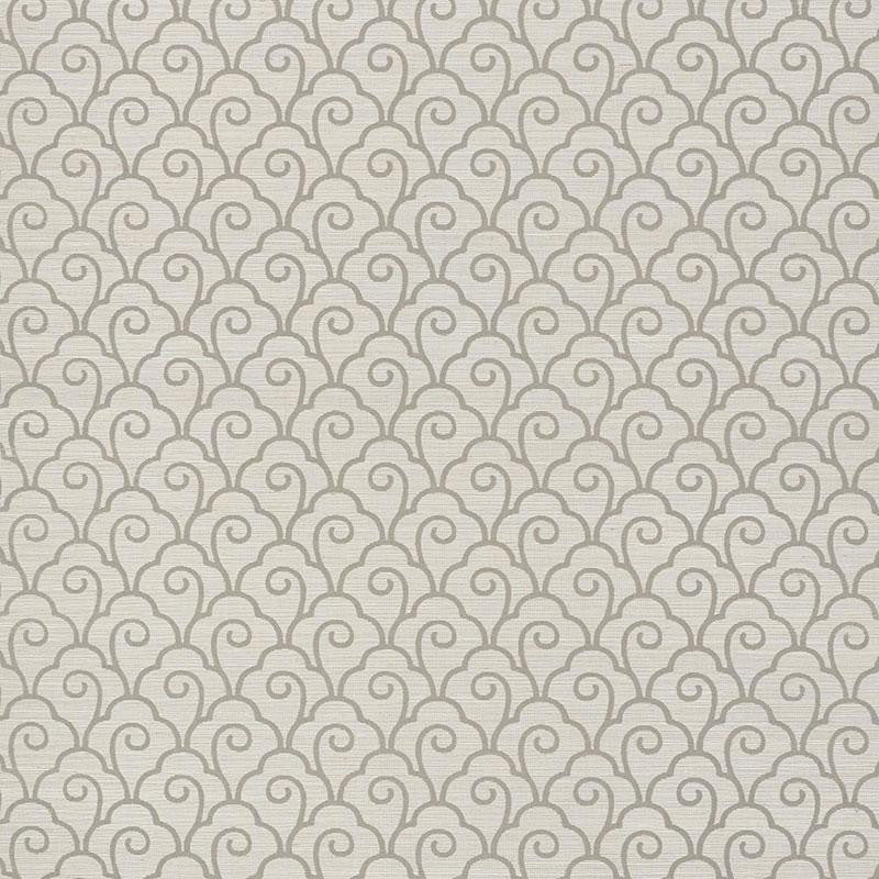 Scallop Filigree Sisal Fog 5008303 by Schumacher Wallpaper Shangri-La 3.75" - Fabric Carolina -