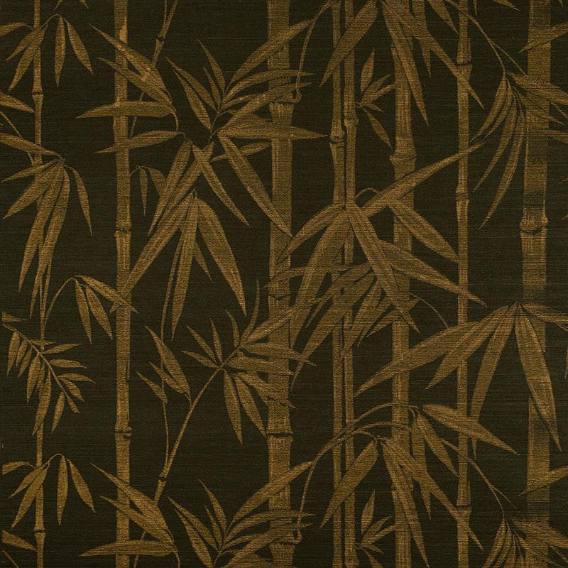 Les Bambous Sisal Gold On Jet 5008312 by Schumacher Wallpaper Shangri-La 33.5" - Fabric Carolina -