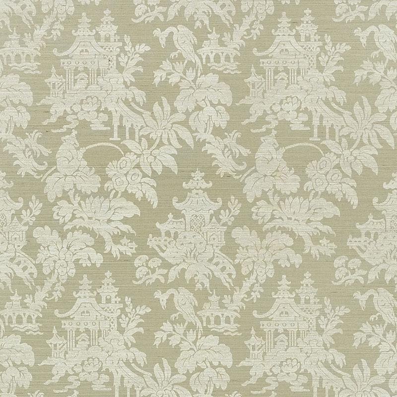 Brighton Sisal Sage 5008322 by Schumacher Designer Wallpaper Shangri-La 16.62" - Swanky Fabrics -