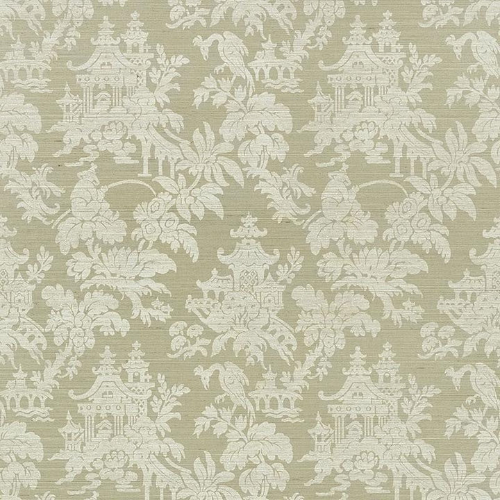Brighton Sisal Sage 5008322 by Schumacher Designer Wallpaper Shangri-La 16.62" - Swanky Fabrics -