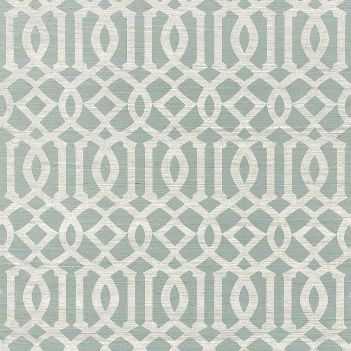 Imperial Trellis Sisal Sky 5008352 by Schumacher Wallpaper Shangri-La 6.75" - Fabric Carolina -
