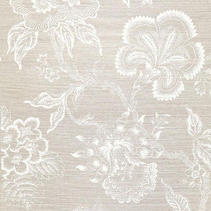 Hothouse Flowers Sisal Fog & Chalk 5006090 by Schumacher Wallpaper