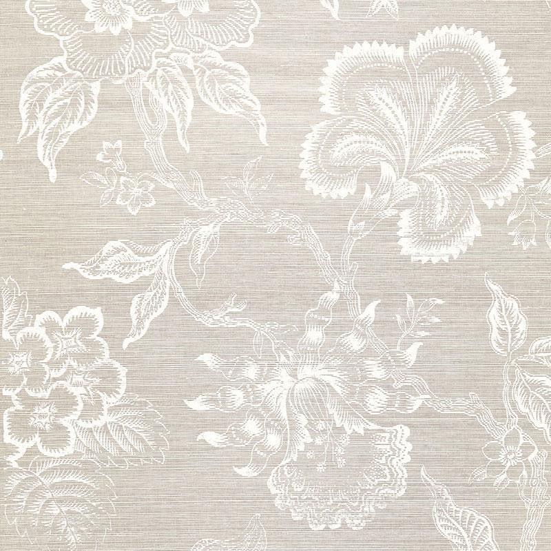 Hothouse Flowers Sisal Fog & Chalk 5006090 by Schumacher Wallpaper Celerie Kemble 27.0" - Fabric Carolina -
