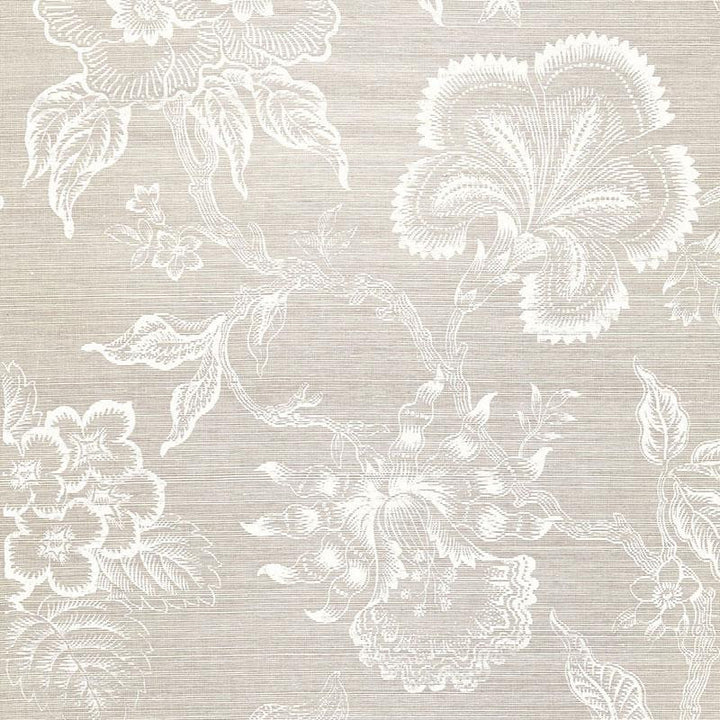 Hothouse Flowers Sisal Fog & Chalk 5006090 by Schumacher Wallpaper Celerie Kemble 27.0" - Fabric Carolina -