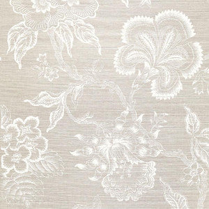 Hothouse Flowers Sisal Fog & Chalk 5006090 by Schumacher Wallpaper