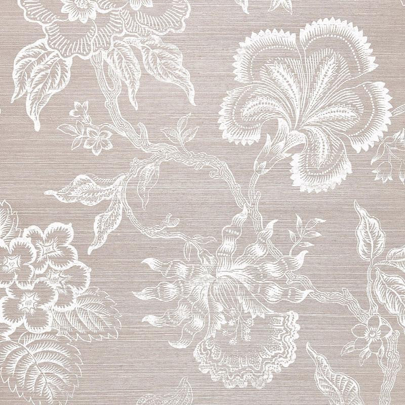 Hothouse Flowers Sisal Haze & Chalk 5006091 by Schumacher Wallpaper Celerie Kemble 27.0" - Fabric Carolina -