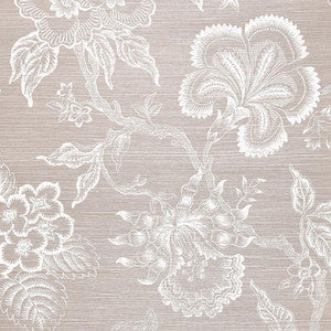 Hothouse Flowers Sisal Haze & Chalk 5006091 by Schumacher Wallpaper