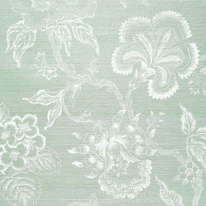 Hothouse Flowers Sisal Seaglass & Chalk 5006092 by Schumacher Wallpaper