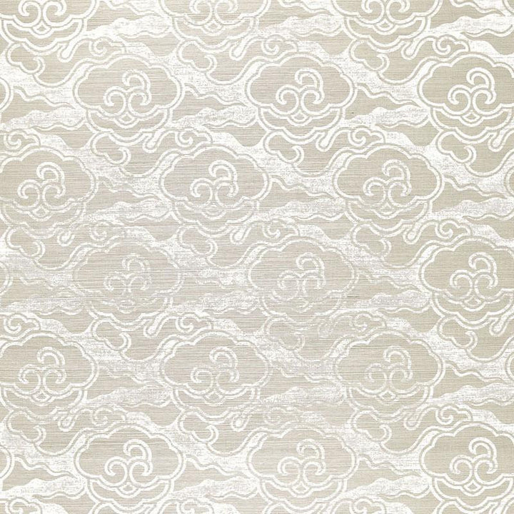 Cirrus Clouds Sisal Fog & Chalk 5006062 by Schumacher Wallpaper Celerie Kemble 11.25" - Fabric Carolina -