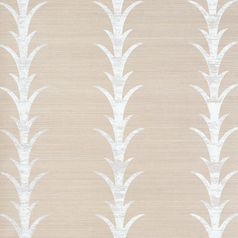 Acanthus Stripe Sisal Fog & Chalk 5006052 by Schumacher Wallpaper Celerie Kemble 11.38" - Fabric Carolina -