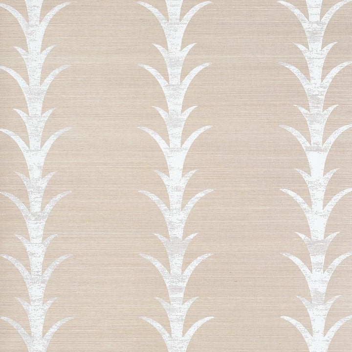 Acanthus Stripe Sisal Fog & Chalk 5006052 by Schumacher Wallpaper Celerie Kemble 11.38" - Fabric Carolina -