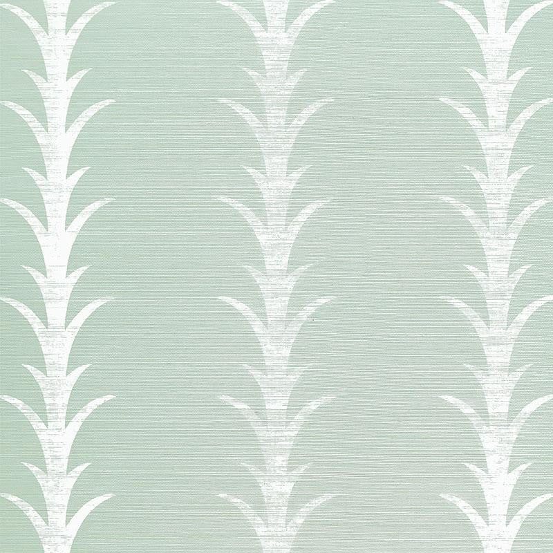 Acanthus Stripe Sisal Seaglass & Chalk 5006053 by Schumacher Designer Wallpaper Celerie Kemble 11.38" - Swanky Fabrics -